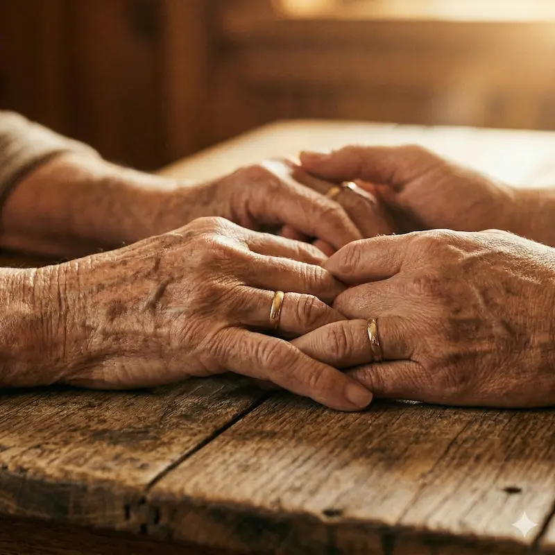 Manos de una persona mayor sosteniendo las manos de alguien joven, símbolo de la transmisión del amor entre generaciones